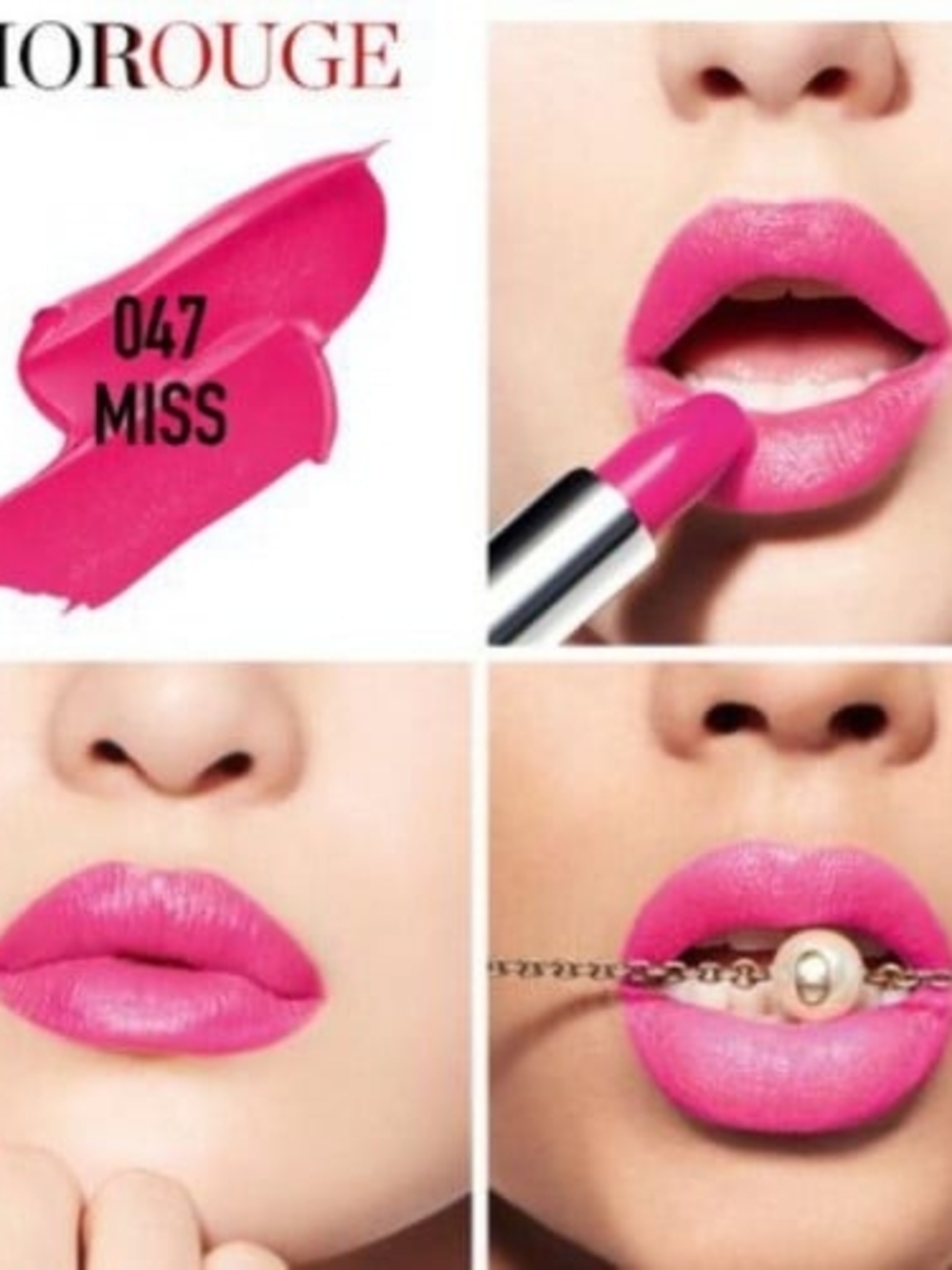 DIOR Rouge Lipstick 047 Miss — Vibrant Pink Tester Refillable New No Box